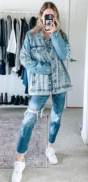 Blue Ditsy Floral Denim Jacket