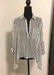 Navy and White Striped Blouse / L / NWOT