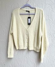 Nasty Gal what a pearl wants knit sweater cream Large new with tags