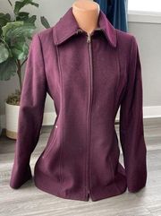 Nautica Plum Wool Coat Size M Lined Jacket Full Zip