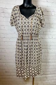 Sonoma Dress A Line Cinched Waist Boho Hassled Mandala Abstract XS Cream EUC