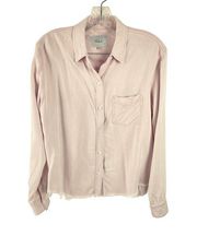 Rails Button Front Long Sleeve Raw Hem Casual Blouse Top Womens Sm Light Pink