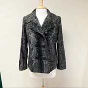 Milly leopard faux fur double breasted coat S