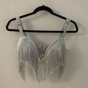 Silver Sparkly Finge Festival Bra Top