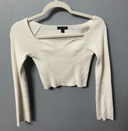 Cropped White Fitted Sweater