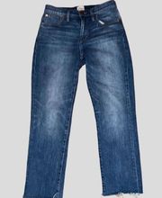 J Crew perfect fit jeans! Frayed hem and star design on back pockets!