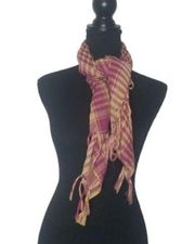 Women's Maroon and tan checkered‎ large wrap Shaw 40x40 scarf new