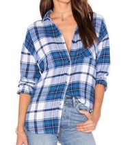 Rails Women’s Jackson Plaid Shirt Button Front White Admiral Blue Size Small