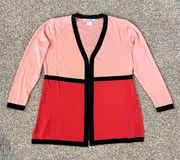 Exclusively  Open Front Color Block Cardigan Red/Peach Size Small