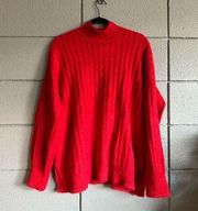 Women’s Jessica Simpson Mock Neck Ribbed Eyelash Sweater size XL in Red