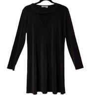 Veronica M. Slinky shift Dress women's size medium black mini long sleeve USA