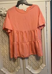 NWOT  Ruffled Hem Tunic Short Sleeve Top