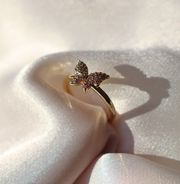 Dainty Gold Mini Butterfly Ring Adjustable Size 5-9