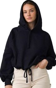 NWT prAna Ziller Sweatshirt Nautical Navy Blue Cropped Hoodie Wool Blend Small