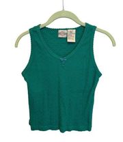 Vintage Y2K Denim Republic Denim Sleeveless Cropped Green Babydoll Tank Medium