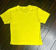 T-shirt crop top, short sleeve crewneck yellow California basic classic