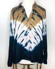 young fabulous and broke shirt tie dye long sleeve button down collared satin