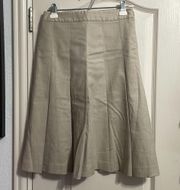 Tan Theory Pleated Wool Skirt