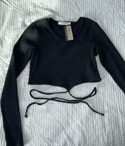 Long Sleeve Crop Top With Waist Ties 