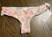 Hurley LoveShackFancy Hawaiian hibiscus reversible hipster swim bottom S NWT