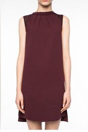 AllSaints Jay Pleated Mini Dress XS Bordeaux Red  Semi Sheer Casual Sleeveless