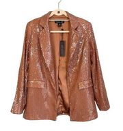 Rachel Zoe Women's Brown Collared Sequins Embellished Blazer Jacket Size XS NWT