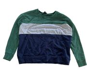 Torrid Sweatshirt Women 00 Medium Large Green Grey Blue Colorblock Crewneck Poly