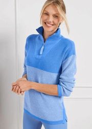 Talbots Marl Half-Zip Sweater in Blue Iris Pullover Casua Size Large Petite