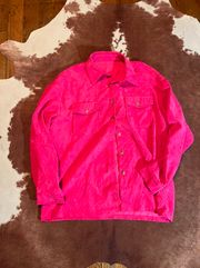 hot pink corduroy button down