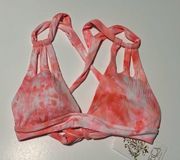 NEW BECCA Skylar Banded Halter Bikini Top Tie Dye Pink Orange Sherbet