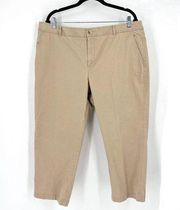 L.L. Bean Women's High-Rise Flat Front Favorite Fit Cropped Pants Beige Size 18