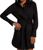 Good American Black stretch poplin shirt dress Shacket coat