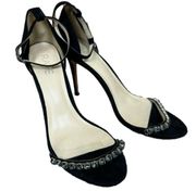 RAYE Black Rhinestone Strap Heels Size 39.5