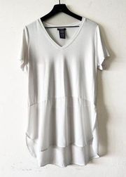 Premise White V-Neck Tunic Top Women's Size L