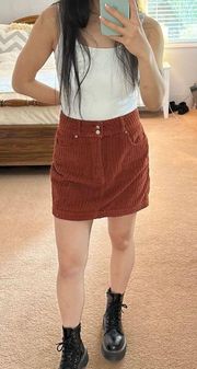 Corduroy Button Front Mini Skirt