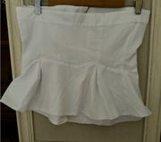 Zara White Gabardine Strapless Bustier Peplum Top - M - NWT