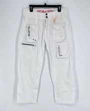 Pete & Greta by Johnny Was NEW Cargo Pants *SPOTS* Sz 6 Y2K White Cotton Blend