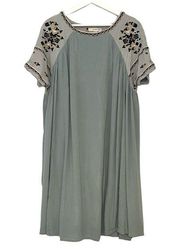 | Green Embroidered Dress Size M