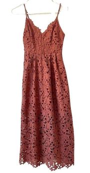 The Label Lace A-line Midi Cocktail Dress Mauve Rose Pink Size