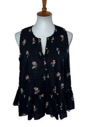 Ulla Johnson Floral Tank Top Blouse Black Pink Size 10