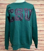 VTG Jansport Floral CSU Green Pullover Sweater, Size Large