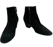 Aquatalia Italy Faylynn Weatherproof Booties 8 Black Pebbled Leather 2" Heels