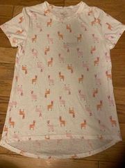 Zoe + Liv women's short sleeve round neck cotton blend llama shirt size medium