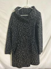 Adrienne Vittadini Wool Blend Black & Gray Duster Coat Size Small‎