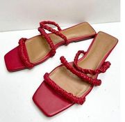 Who What Wear Sandals Womens Size 7 Red Faux Leather Square Toe Slip On Shoes