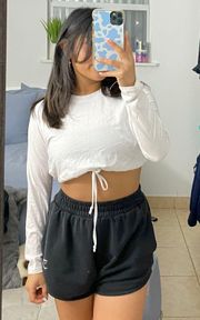 Urban Outfitters White Cropped Long Sleeve Top