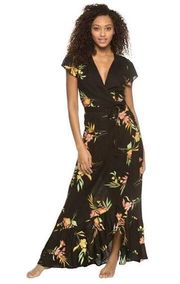 XIX PALMS Kaanapali Wrap Maxi Dress Black Size XS