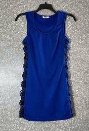 Papaya Womens Bright Blue Lace Cage Side Bodycon Dress - Size Small - Streetwear
