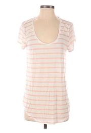 🌸 Ann Taylor LOFT Outlet Short Sleeve Pink Stripe T-Shirt Size Small