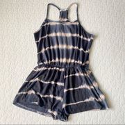 Acemi Navy Blue Watercolor Tie Dye Racerback Mini Romper